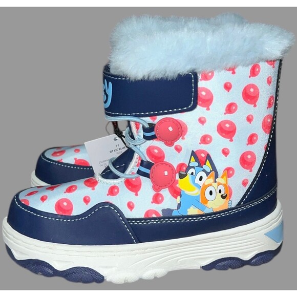 Bluey Snow Boots Toddler Size 11 Disney Light Up Bingo Blue Pink Balloons NEW - Picture 2 of 9